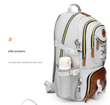 White Stylish Large Capacity Backpack - Water-Resistant Oxford Rucksack for Travel, School & Daily Use - Top-Down View