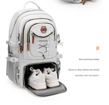 White Stylish Large Capacity Backpack - Water-Resistant Oxford Rucksack for Travel, School & Daily Use - 45-Degree Angle