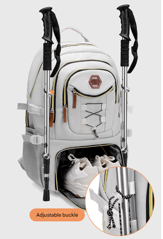 White Stylish Large Capacity Backpack - Water-Resistant Oxford Rucksack for Travel, School & Daily Use