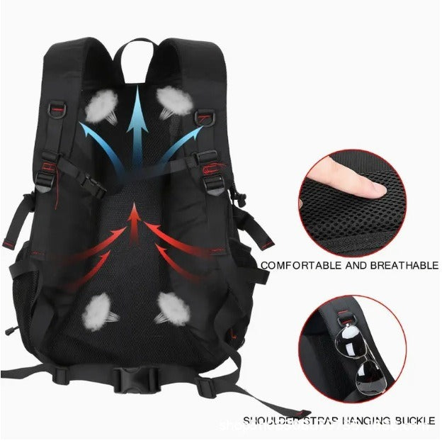 Blue 40L Large Capacity Travel Backpack - Water-Resistant Hiking Rucksack with USB Charging Port