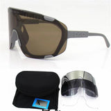 Grey Frame Tea Chips Oversized Shield Cycling Sunglasses - Wide Vision UV400 Sports Eyewear for Road & MTB