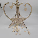 Rustic Wooden Heart Drop Box Guest Book - Eiffel Tower Frame for Wedding Signatures - Front View