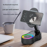 Black Magic Induction Speaker & Adjustable Phone Stand with RGB Lights - Front View