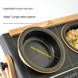 Adjustable Raised Pet Feeder - Modern Wood & Metal Stand with Dual Bowls for Cats & Dogs - Top-Down View
