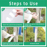 White 4-Pack Spiral Tree Trunk Protector Guard - Flexible Sapling Bark Shield