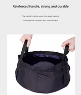 2PCS Blue 8.5L Portable Folding Water Basin - Collapsible Bucket with Carry Bag for Camping & Travel - Side View