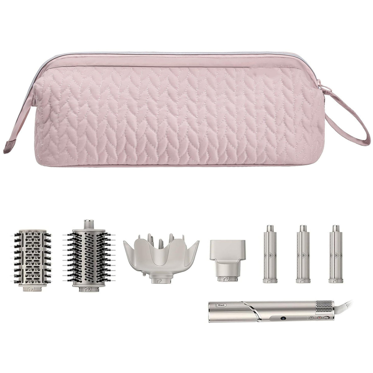 Pink Hair Styler Travel Case - Protective Storage Organizer Bag for Dryer, Curling Iron & Accessories