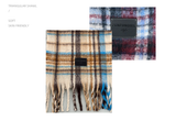 Red-yellow Plaid Color-Block Women's Scarf - Autumn/Winter Thick Warm Neck Wrap with Tassels - Front View