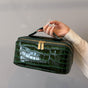 Green Chic Croc-Embossed Travel Makeup Case Large Capacity Cosmetic Organizer Bag