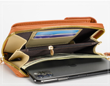 Brown Women's Crossbody Phone Bag Wallet Small PU Leather Shoulder Purse - Front View