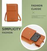 Gray Women's Crossbody Phone Bag Wallet Small PU Leather Shoulder Purse - Front View