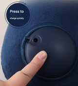 Grey Press-to-Inflate Travel Neck Pillow - Ergonomic U-Shaped Cushion for Airplane and Car - Side View