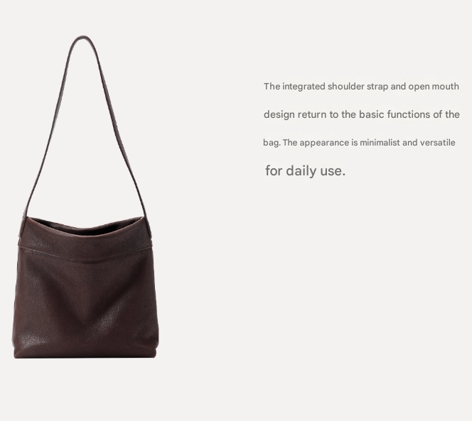 Coffee Minimalist Vintage-Style PU Leather Shoulder Bag Casual Commuter Tote