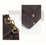 Beige Women's Vintage Suede Satchel Bag - Elegant Top Handle Purse with Gold Lock - Side View