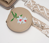 Beige Chic Floral Embroidered 2-in-1 Crossbody Phone Bag with Coin Purse - Side View