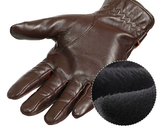 S Brown Premium Men's Genuine Sheepskin Leather Driving & Cycling Gloves - Front View