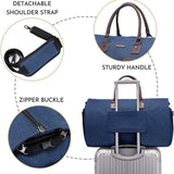 Dark Blue 45L Garment Duffel Bag - Men's Travel Suit Bag - Carry On Weekender - Top-Down View