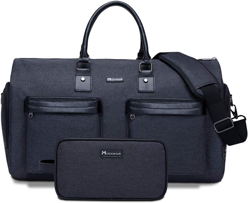 Black 45L Garment Duffel Bag - Men's Travel Suit Bag - Carry On Weekender