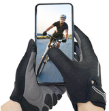L Blue Unisex Full-Finger Cycling Gloves - Padded Shock-Absorbing & Anti-Slip Grip for MTB & Road Biking - Side View