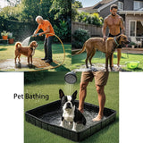 Portable Camping Shower Base - Collapsible Water Containment Tray with Drain for Outdoor Tents - Side View