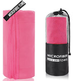2-Piece Rose Red Quick-Dry Microfiber Sports Towel with Travel Case - Compact & Absorbent for Gym, Swimming & Camping