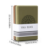 Olive Green/Brown High-Density EVA Foam Yoga Block for Support & Stability - Lightweight Non-Slip Brick for Yoga, Pilates & Stretching - Front View