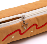 Light Coffee Brithday Dod Vibrant Color Block Pencil Case - Large Capacity Stationery Organizer for School & Office - Front View
