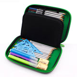 Green 3D Mosaic EVA Hard Shell Pencil Case - Large Capacity Cartoon Stationery Box for Kids - Front View