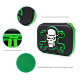 Green 3D Mosaic EVA Hard Shell Pencil Case - Large Capacity Cartoon Stationery Box for Kids - Side View