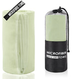 2-Piece Beige Yellow Quick-Dry Microfiber Sports Towel with Travel Case - Compact & Absorbent for Gym, Swimming & Camping
