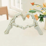 White Gothic Skeleton Hands Heart Sculpture - Macabre Love Figurine for Home & Halloween Decor