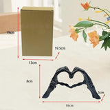 White Gothic Skeleton Hands Heart Sculpture - Macabre Love Figurine for Home & Halloween Decor - Front View