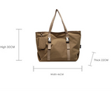 Black Modern Utility Tote Bag for Women - Large Capacity Shoulder Bag with Detachable Pouch for Work, School & Travel