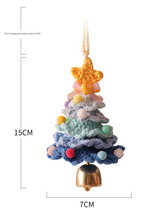 2PCS Orange Handmade-Style Crochet Christmas Tree Ornament - Festive Plush Hanging Decor for Home & Car - Front View