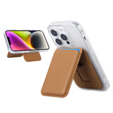 Brown Slim Magnetic Card Holder Wallet with Adjustable Kickstand - MagSafe Compatible