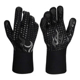 Black a Pair Of Extreme Heat Resistant BBQ Gloves (500°C) - Aramid Fiber with Non-Slip Silicone Grip for Grilling & Oven Use