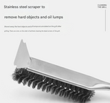 Stainless Steel Handle Heavy Duty BBQ Grill Brush - Stainless Steel Wire Cleaner with Scraper for Effortless Grate Cleaning - Front View