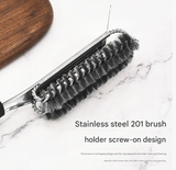 Plastics Handle Heavy Duty BBQ Grill Brush - Stainless Steel Wire Cleaner with Scraper for Effortless Grate Cleaning - Side View