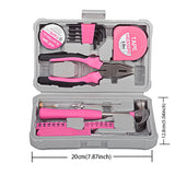 Compact 24-Piece Pink Tool Kit - Essential Household DIY Set for Ladies - Front View