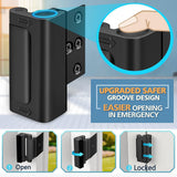 Black Heavy-Duty Hotel Style Security Door Lock - Childproof Door Reinforcement Latch for Home Safety - Top-Down View