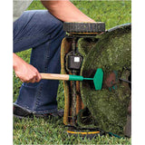 Heavy-Duty Lawn Mower Deck Scraper - Long Handle Garden Tool Cleaner for Blades & Yard Equipment - Front View