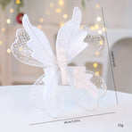White Large Glitter Butterfly Christmas Ornaments (Set of 2) - Clip-On Decorations for Trees & Wreaths