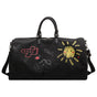 Black Large Capacity Graffiti Travel Duffel Bag - Canvas Weekender with Wet/Dry Pocket & Shoe Compartment