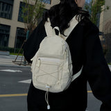 White Mini Lightweight Drawstring Backpack for Women - Small Casual Travel Daypack