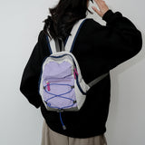 Purple Mini Lightweight Drawstring Backpack for Women - Small Casual Travel Daypack