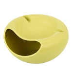 Green Creative Lazy Snack Bowl with Phone Holder - Dual-Layer Dish for Nuts & Seeds