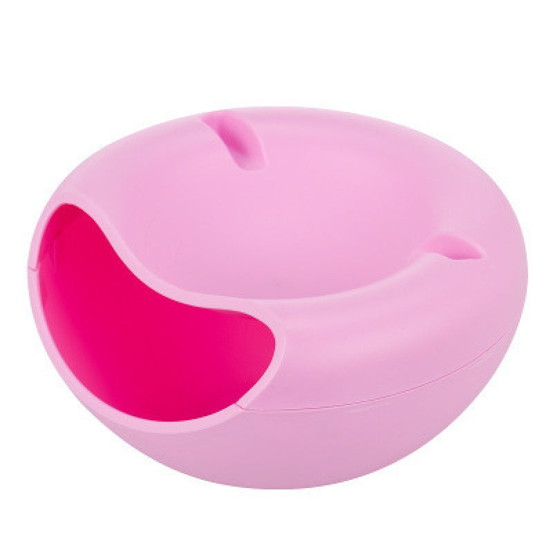Pink Creative Lazy Snack Bowl with Phone Holder - Dual-Layer Dish for Nuts & Seeds