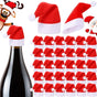 Mini Santa Hat Cutlery Holders (100-Pack) - Festive Christmas Wine Bottle Toppers & Table Decorations