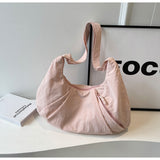 Pink Lightweight Crescent Crossbody Bag - Slouchy Nylon Hobo Purse for Casual Everyday Use