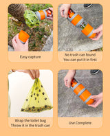 Orange and grey Hygienic Portable Dog Pooper Scooper with Integrated Bag Dispenser - Effortless Pet Waste Cleanup - Extra Image
